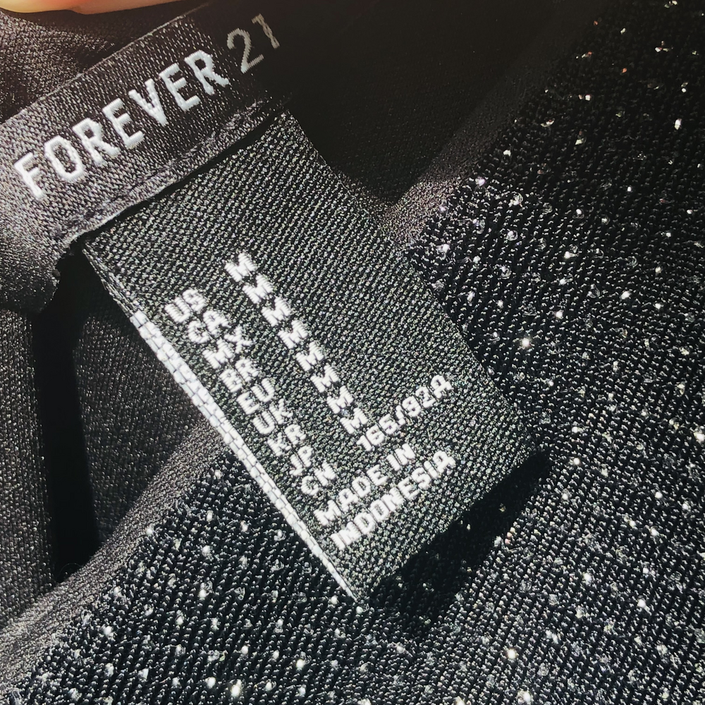 Forever 21 BodyCon Sparkly Dress Black with Silver Tread Lined Stretchy β#056 - Picture 5 of 13
